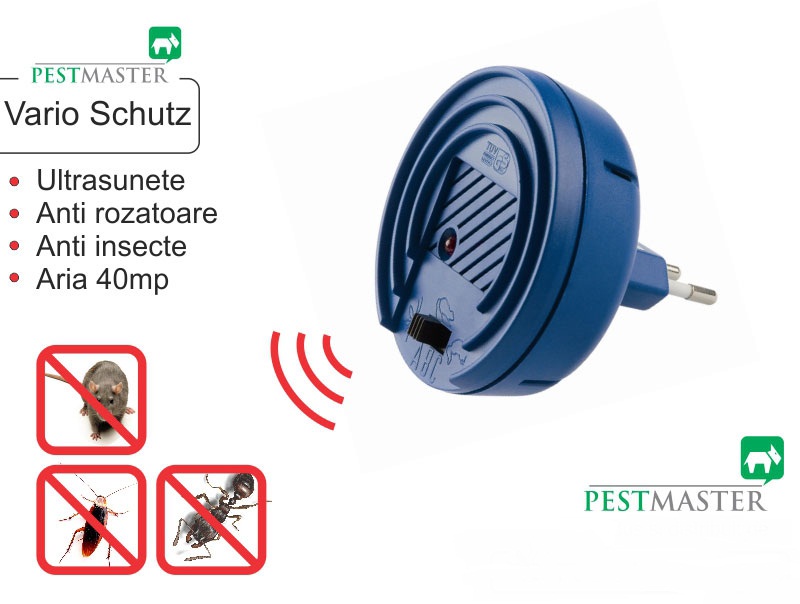 Aparat Vario Blister (anti soareci, sobolani, tantari, cu frecventa reglabila pentru fiecare tip de daunator) - 40 mp  